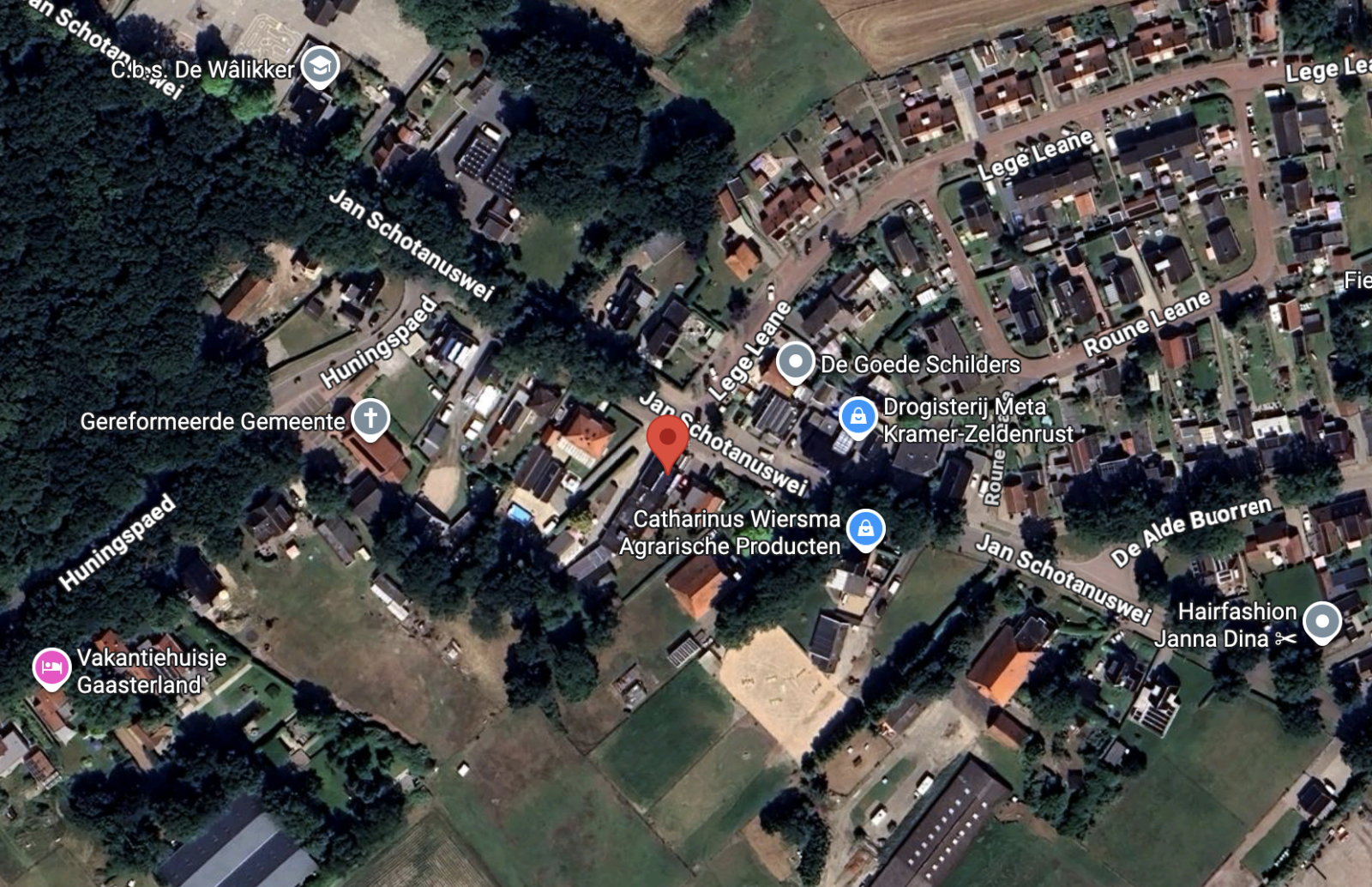Kaart locatie Lekker Makkelijk Hamstra — J. Schotanuswei 23, Oudemirdum